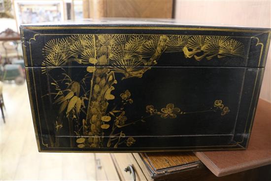 A Chinese black lacquer trunk, W.87cm